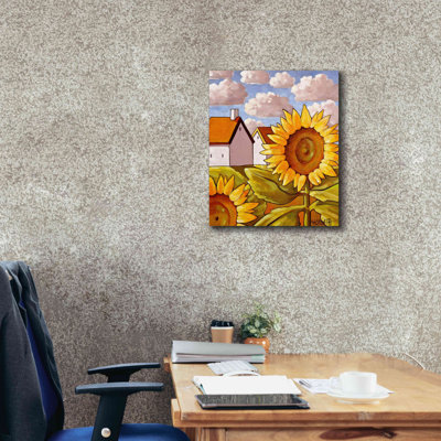 «August Grove» «Sunflower & Cottage Scenic View» par Cathy Horvath-Buchanan, art mural sur toile