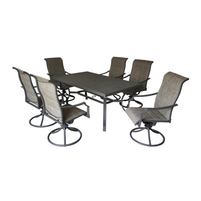 AINSLEY VALLEY 7 PC Steel And Sling Dining Set by Red Barrel Studio