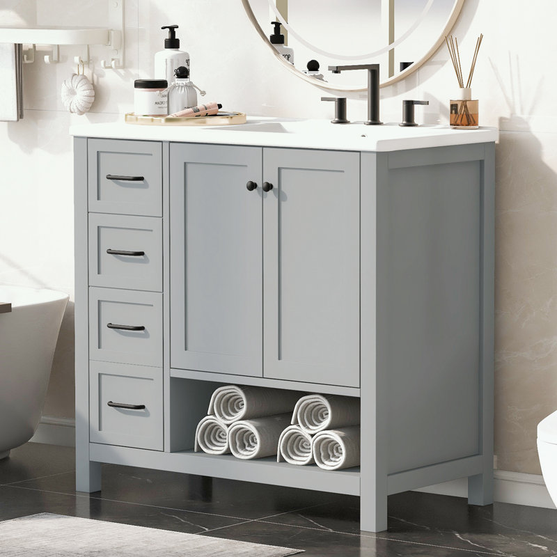 Rangement pour salle de bain Catenia, Noir, noir, noir, noir, Gray