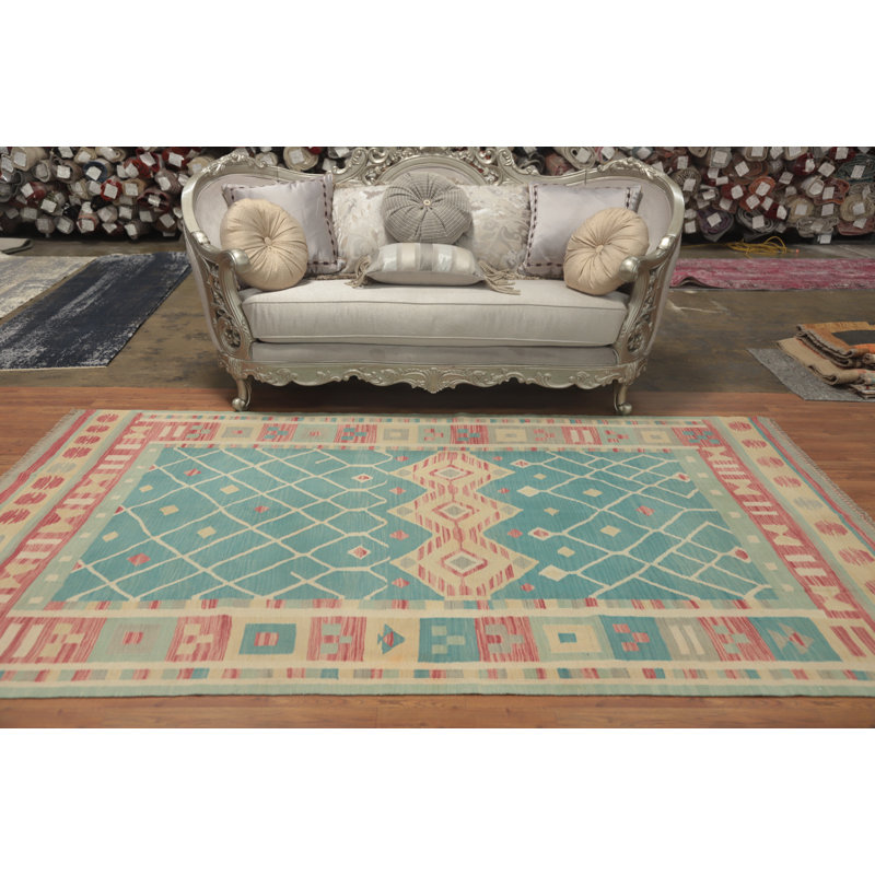 Blue Kilim Flat Weave Area Rug 6x10