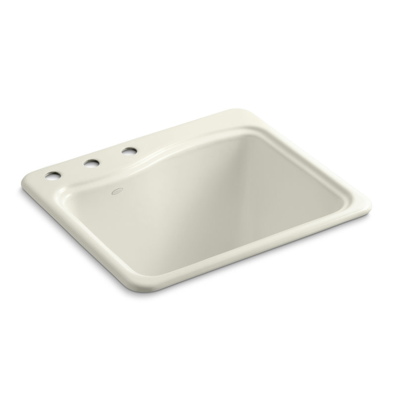 River Falls Metal Rectangular Drop-In Bathroom Sink, 3, Biscuit