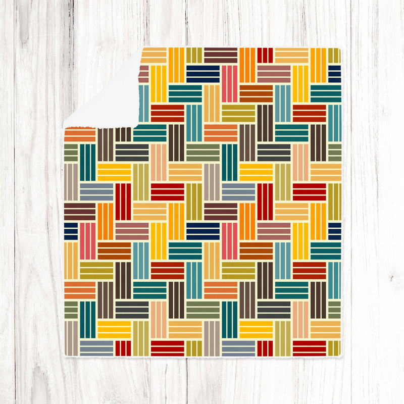 Throw Blanket, 51" W x 60" L, Abstract, Yellow/Green/Red