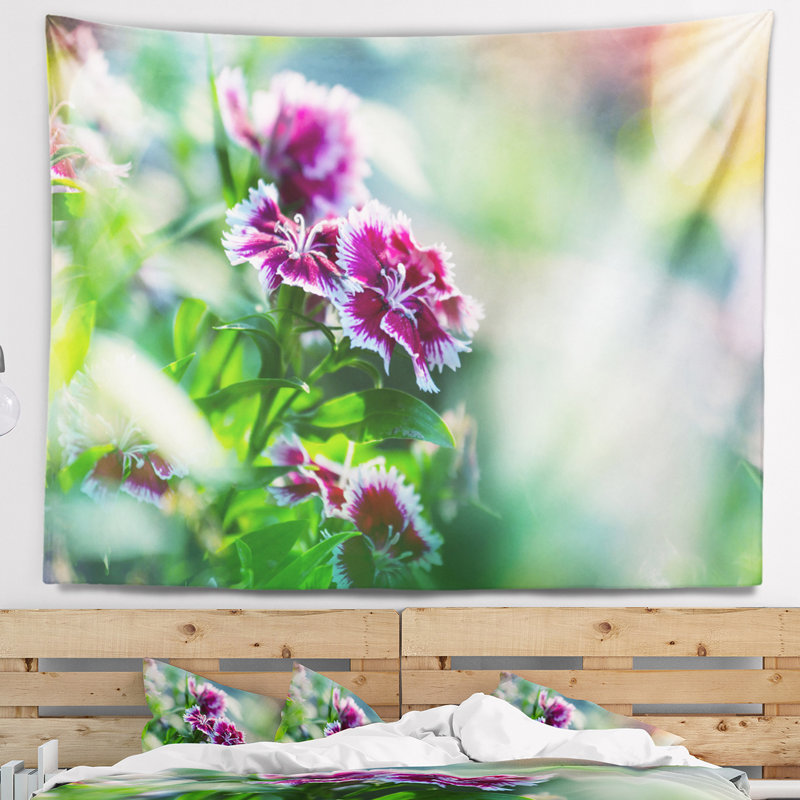 Tapisserie d’arrière-plan floral fleurs rose, H 68 po x l 80 po