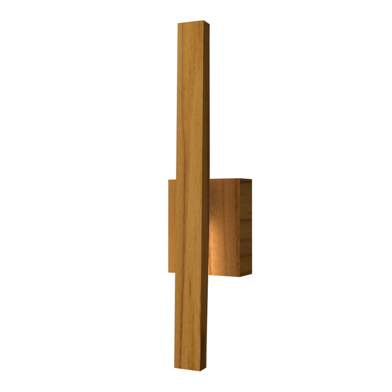 1 - Light LED Flush Mounted Sconce, Teak, 17.72" H x 4.33" W x 3.39" D