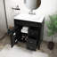Meuble-lavabo noir avec lavabo supérieur, meuble-lavabo moderne avec 2 tiroirs et un tiroir basculant, meuble-lavabo simple