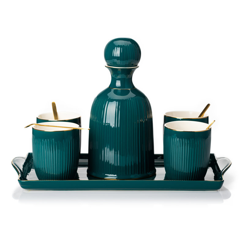 Breesha 6 Piece Coffee Set, Green