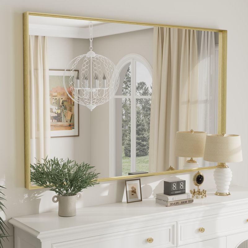 Miroir mural Aevar, 55 po x 36 po, Or brossé