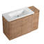 Meuble-lavabo autoportant de 52 po avec lavabo en céramique blanc, 1 petite armoire de rangement, porte à fermeture douce, style chêne imitation, contreplaqué emballé Kd, idéal pour un lavabo lisse et facile à nettoyer