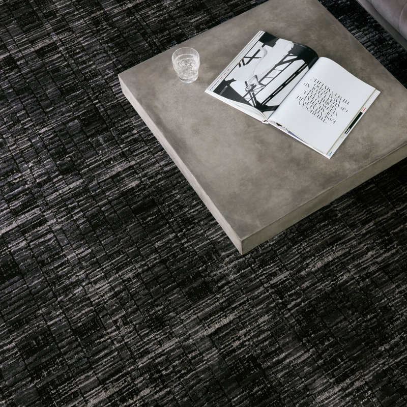 Tapis géométrique gris / noir, Rectangle 10 pi 6 po x 14 pi