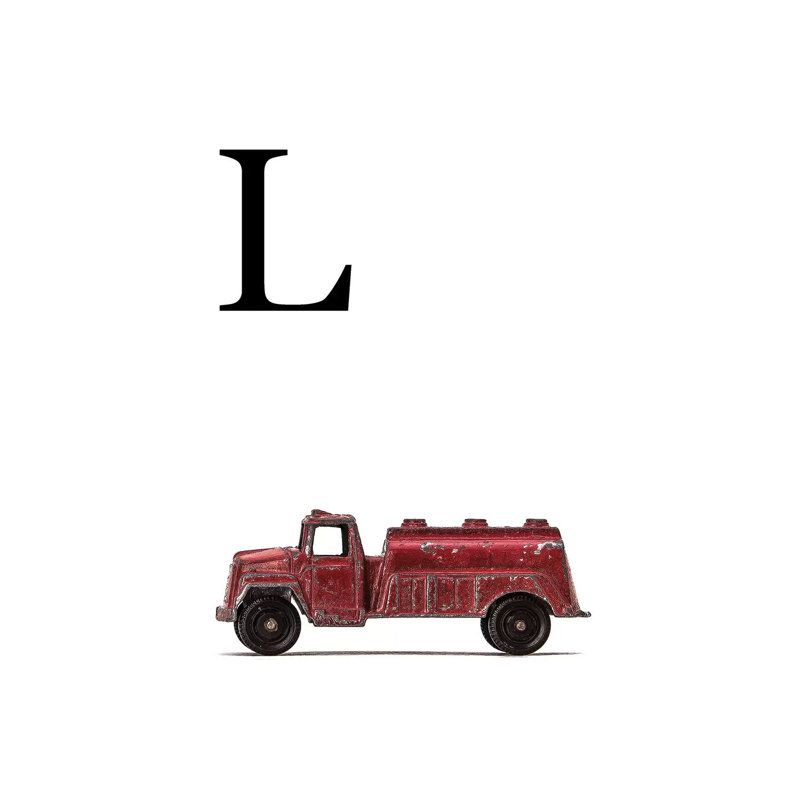 L Water Truck White Letter 1 Piece Wall Art on Canvas, 20.32 cm H x 30.48 cm W, Wrapped Canvas