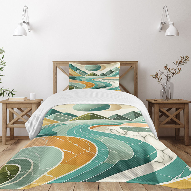 Polyester Abstract Coverlet, Twin Coverlet / Bedspread + 1 Standard Sham