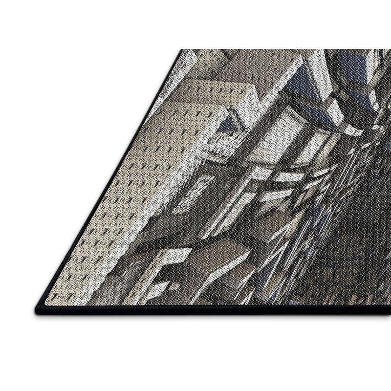Tapis gris tissé à la machine, Rectangle 2 pi x 3 pi