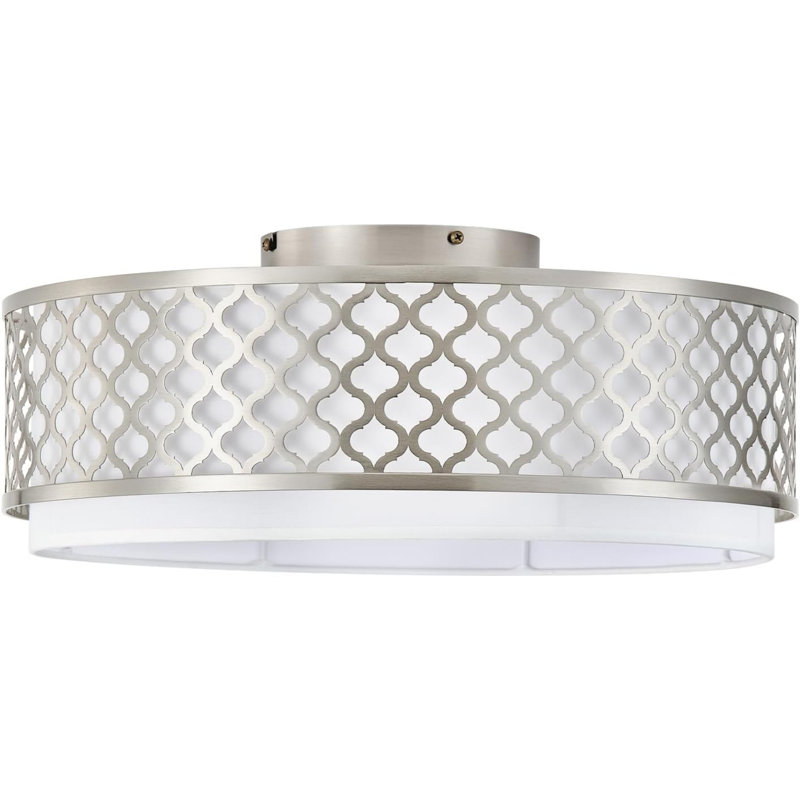 Ventilateur de plafond encastré argenté de 20 po avec lumière, ventilateurs de plafond Boho avec lumières à profil bas, fermé avec télécommande à 6 vitesses pour le salon, la chambre à coucher et la chambre de bébé