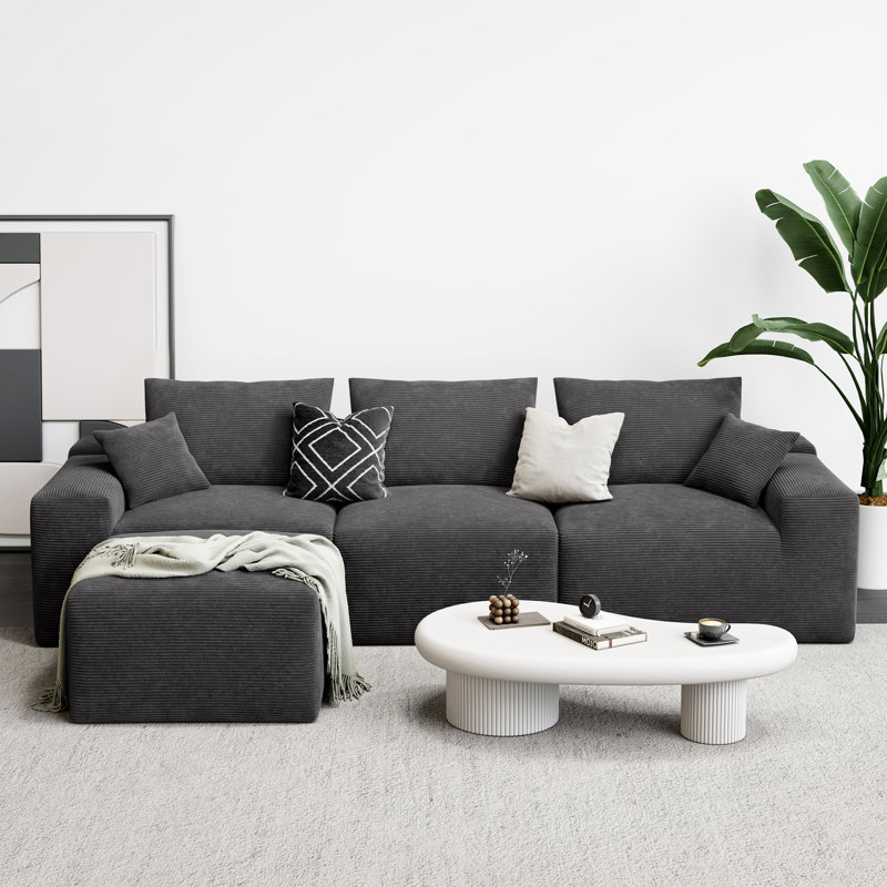 Haven 120" Modular Sectional Upholstery Sofa With Oversized Deep Seat