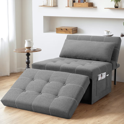 Ross 72"L 4 In 1 Multi-Function Folding Sofa Bed Ottoman Breathable Linen Couch Bed With Adjustable Backrest Modern Convertible Chair For Living Room Apartment Office, No Assembly Required