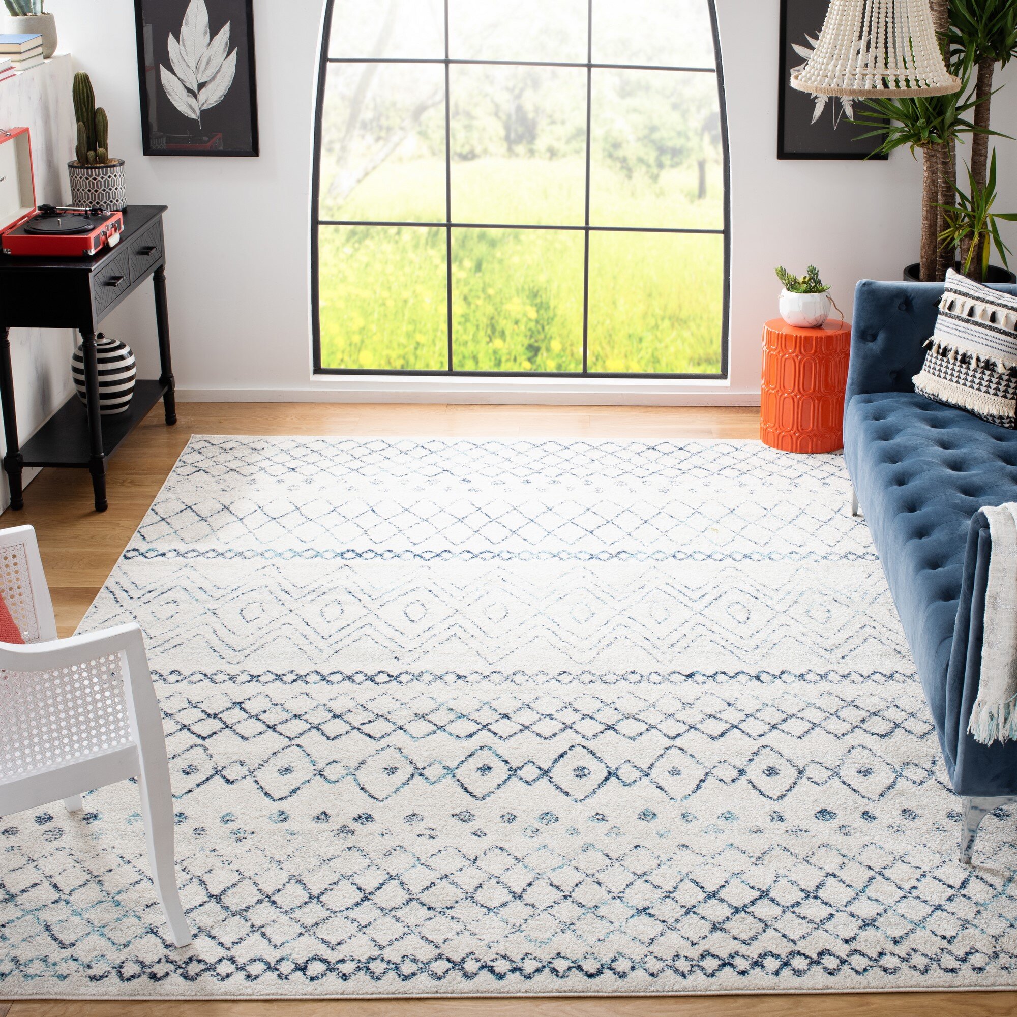 Union Rustic Servin Geometric Ivory Navy Area Rug & Reviews 