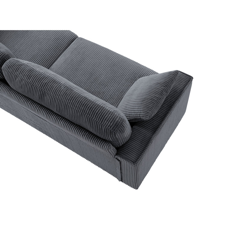 Canapé 82 po en velours côtelé 82 po avec 2 coussins, Gris
