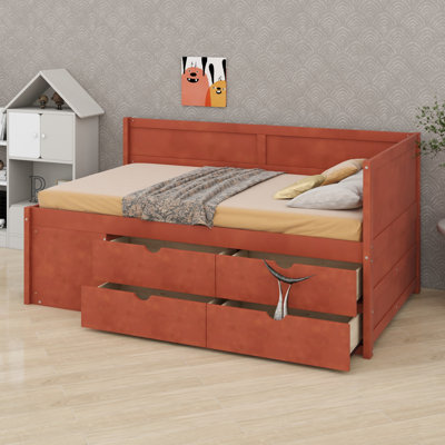 Daybed with Drawers and Shelves for Guest Room and Home Office
