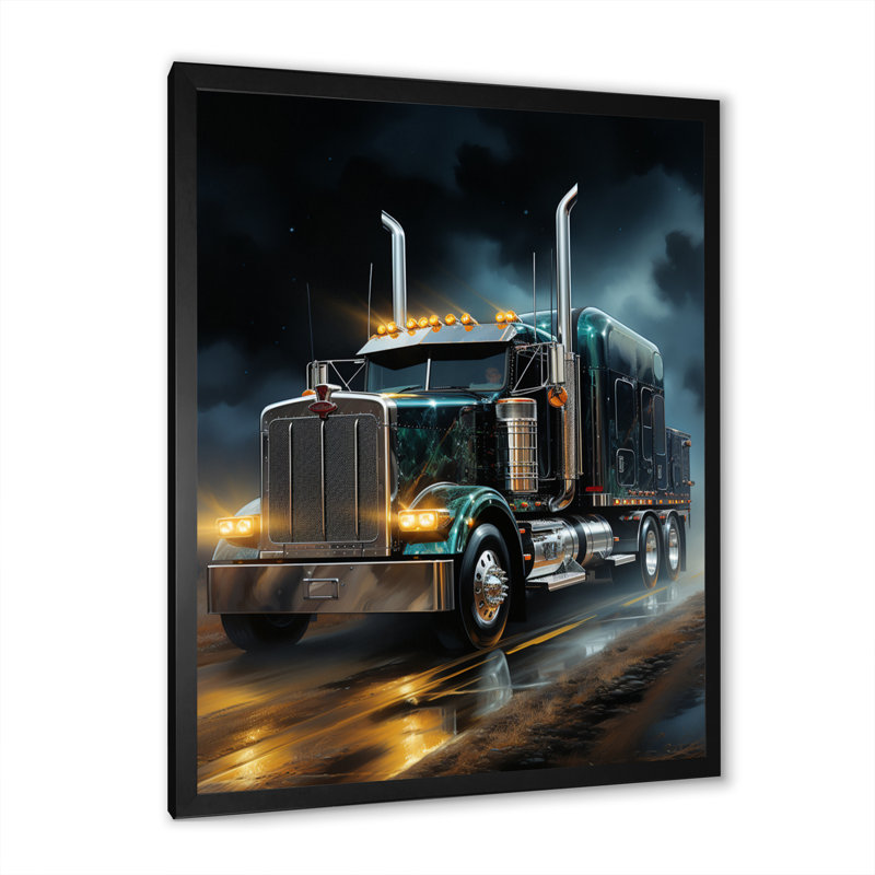 Semi-remorque de minuit - art mural camion, Cadre photo noir, H 20 po x l 12 po x P 1 po