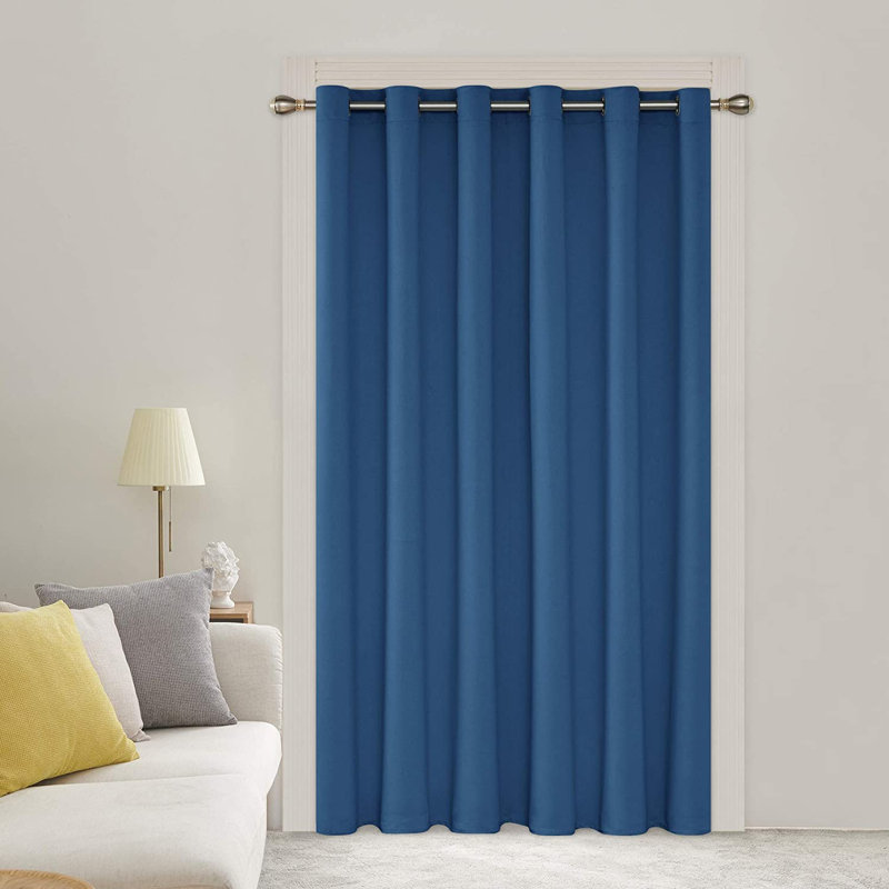 Cassandry Room Darkening Curtain Single Panel, 80" W x 84" L, Sea Blue