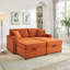 Canapé confortable moelleux en velours côtelé, espace de rangement pour grande causeuse, méridienne super moelleuse avec repose-pieds double et table de bout-1313724975