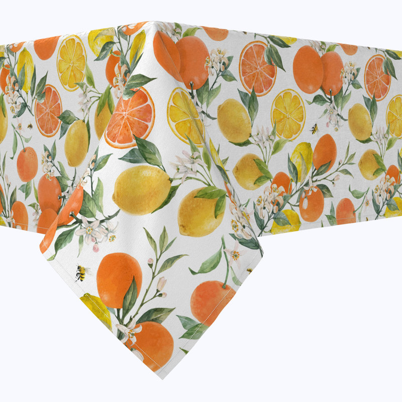 Rectangular Tablecloth, 100% Cotton, Oranges & Lemons, 120" x 60"