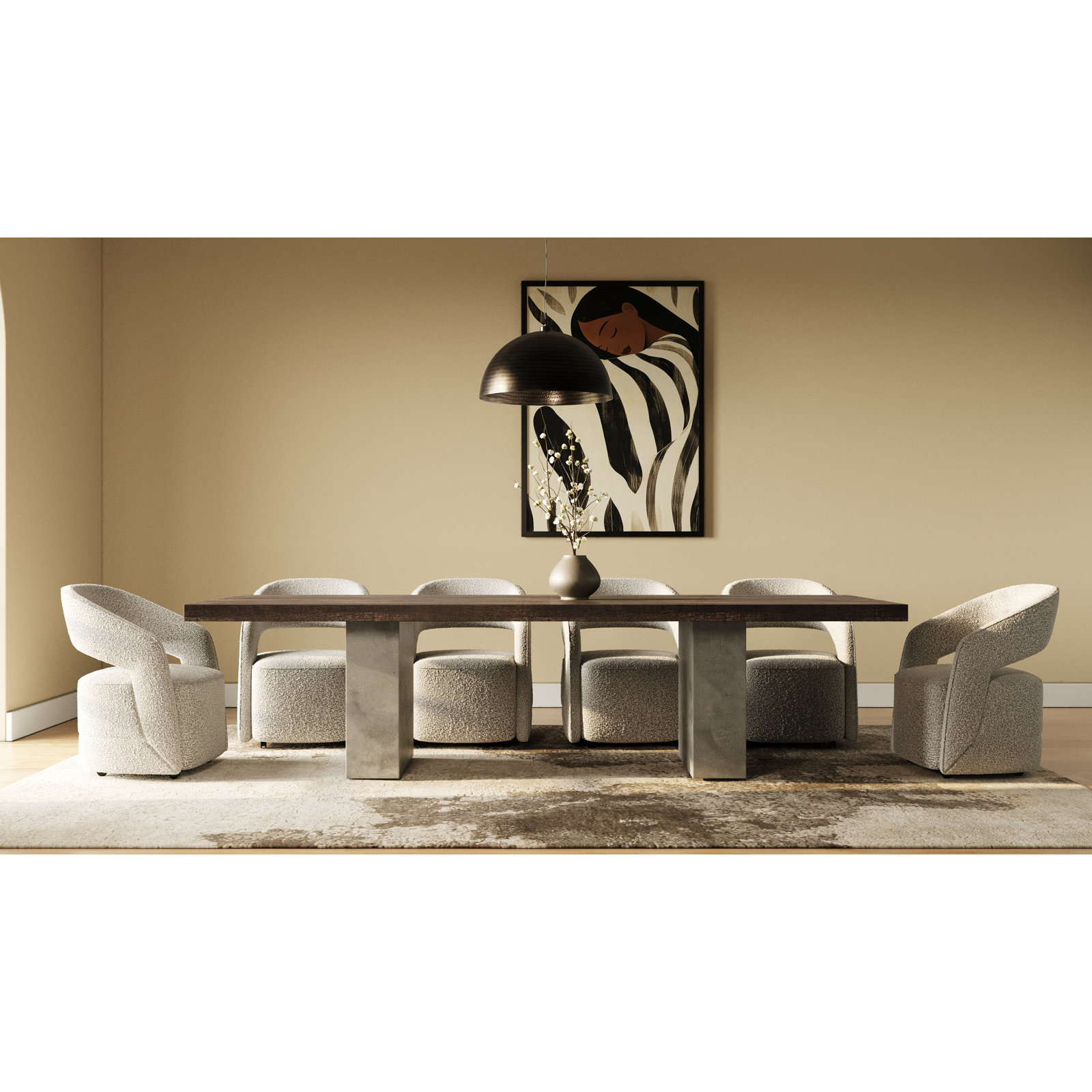 Torian Dining Table, 30" H x 118" L x 43" W