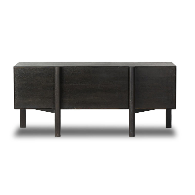 Reza Solid Wood Executive Desk, Worn Black Parawood