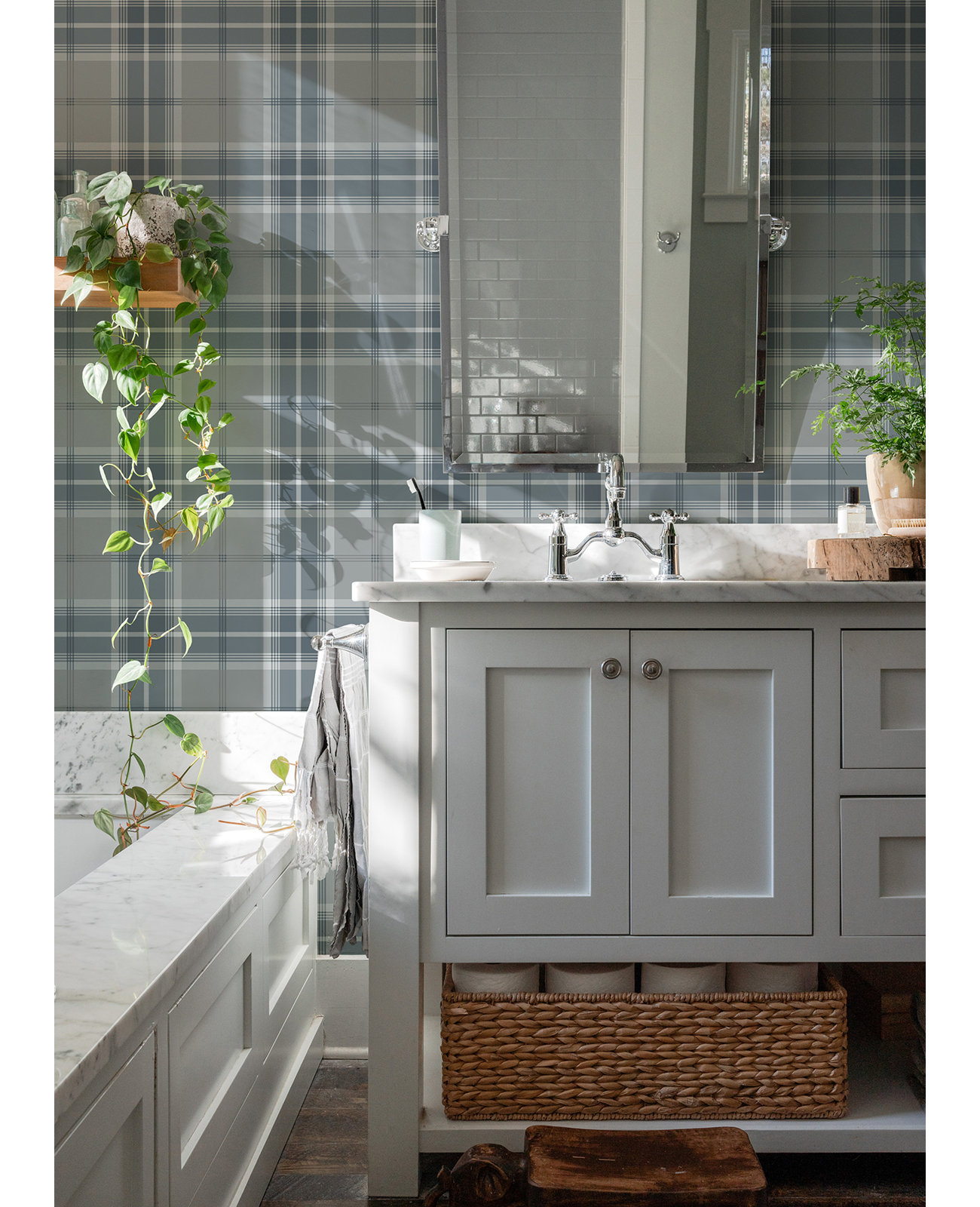 Plaid Wallpaper, Blue