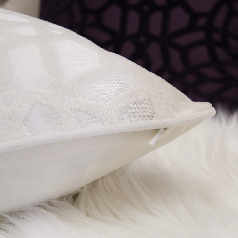 Damask Velvet Throw Pillow, Ivory