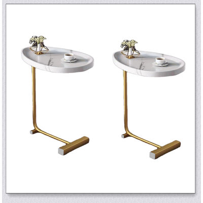 2-pieces C-shaped Side Table, C Shaped End Table, Side Table for Couch and Bed