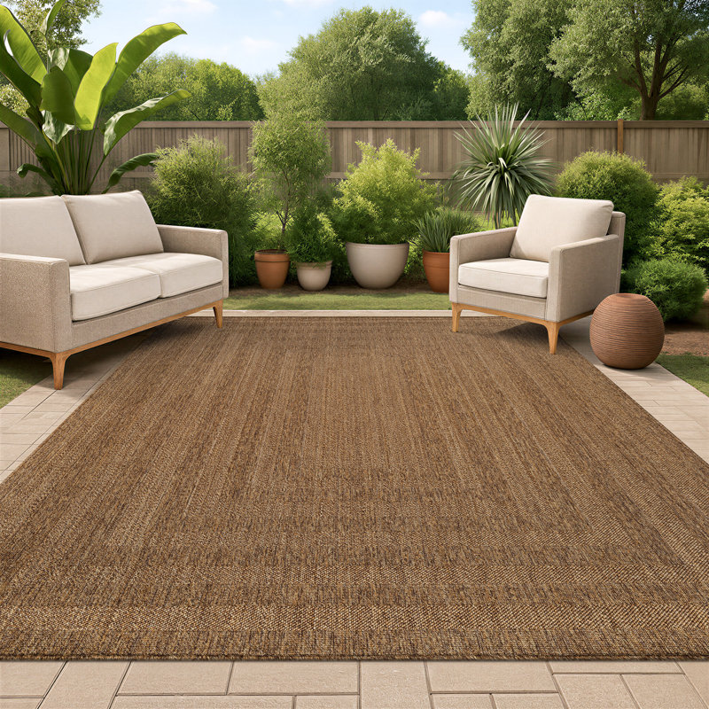 Geometric Natural/Jute Easy-Care Indoor/Outdoor Flat Woven Area Rug, Natural, Rectangle 9' x 12'