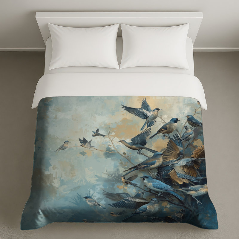 Oiseaux bleus en vol housses de couette, Grand lit