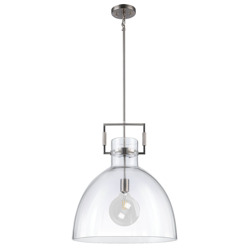 Miami 1-Light Dimmable Dome Pendant, Brushed Nickel