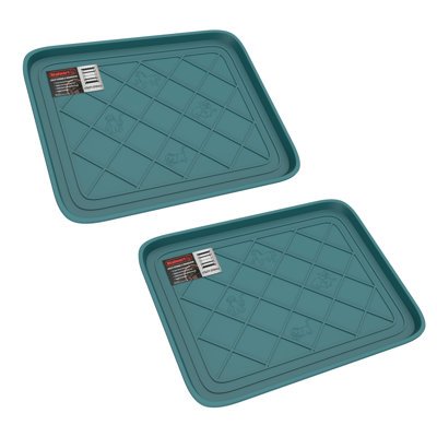 All Weather Boot Tray – Water Resistant Plastic Utility Diamond Pattern Shoe Mat – Indoor or Outdoor Doormats for All Season Use by Stalwart