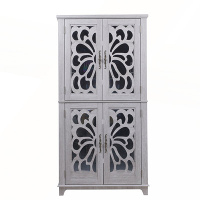 Armoire de rangement à miroir 67,4H à 4 portes avec tablettes réglables pour le coin, le vestibule, le salon et la chambre à coucher