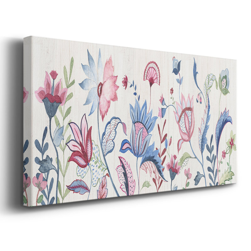 Jardin Jacobean - Toile tendue avec châssis tendue, prête à être accrochée, H 25 po x l 49 po, Doré