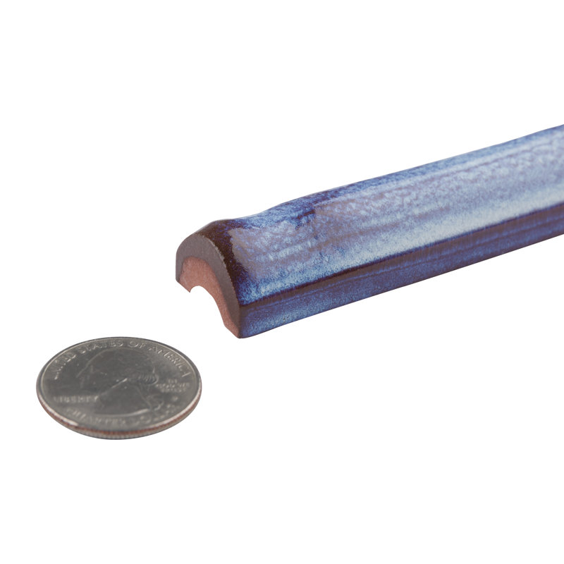 Antic Special 6" x 0.75" Ceramic Pencil Liner / Round Tile Trim in Blue