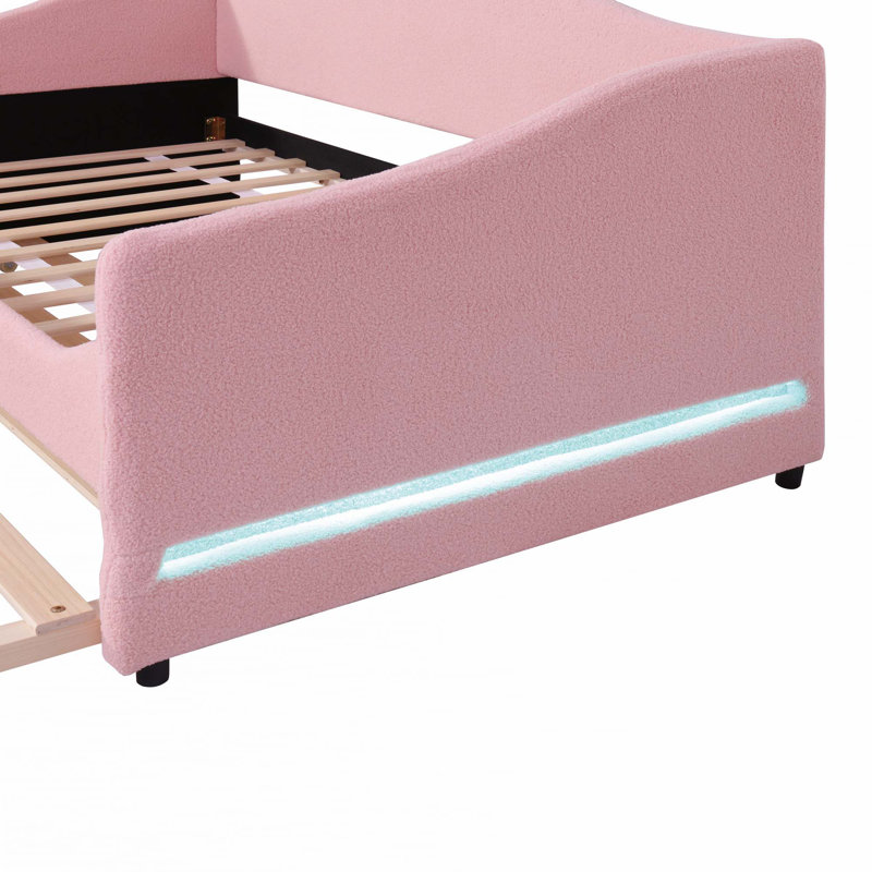 Teddy Fleece Upholstered Daybed with Light, Twin, Pink