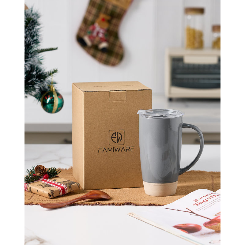  Grande tasse à café 20 oz avec couvercle Hokku Designs, Gris foncé