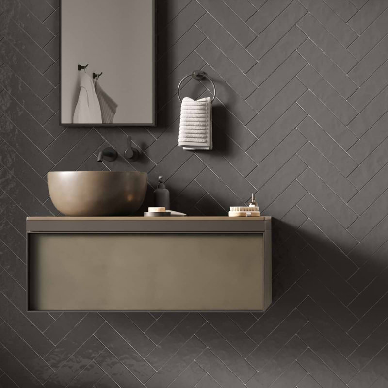 Lancaster 3x12 Polished Ceramic Subway Tile, Gray