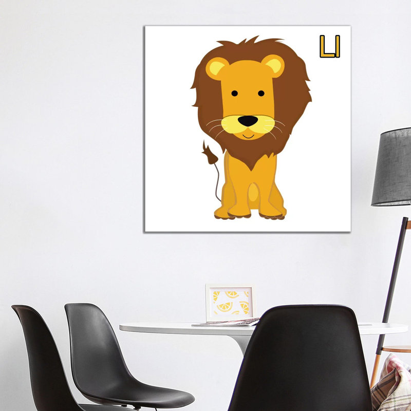 L is for Lion 1 Piece Wrapped Canvas Wall Art, 93.98cm H x 93.98cm W