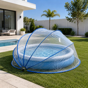 Ground-Mounted Retractable PVC Pool Cover with Metal Fixation, Outdoor Pool Accessories Suitable for 16FT/17.7FT and Smaller Pools
