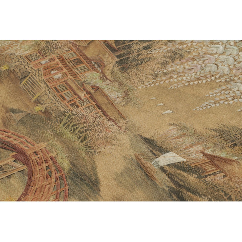 Antique Japanese Tapestry With Scenic Landscape Design - Rug & Kilim