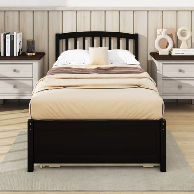 Lit simple avec lit gigogne en bois