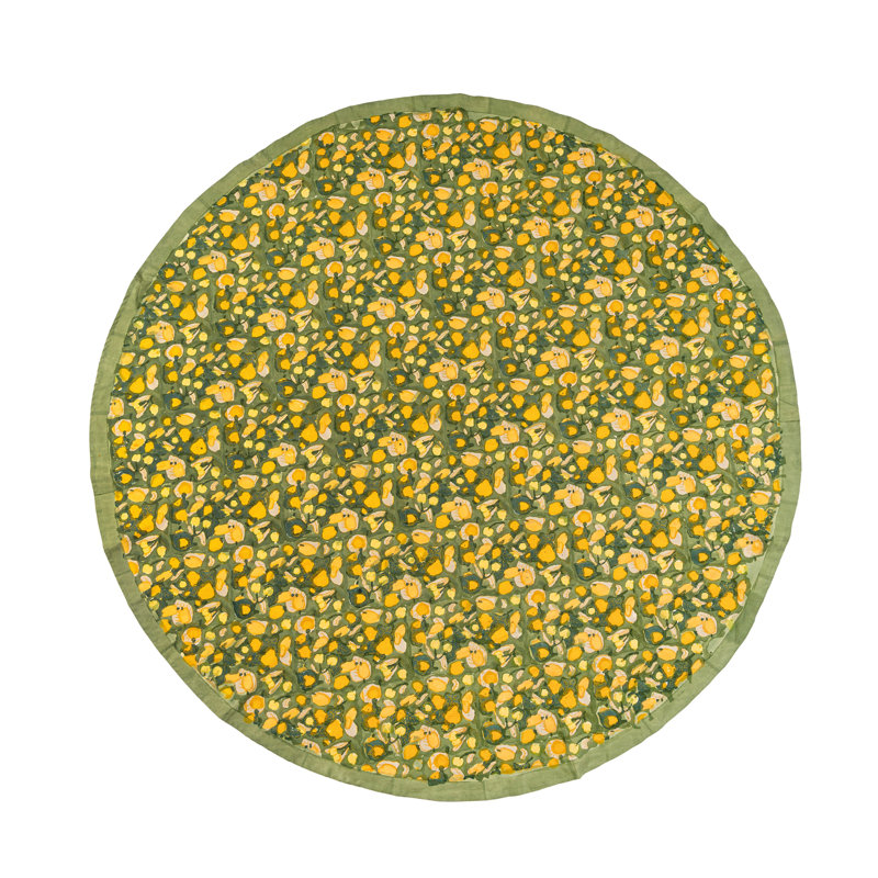 Fruit Handmade Floral Tablecloth, 70" x 70", Green/Yellow