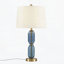 Lampe de table facettée en verre bleu