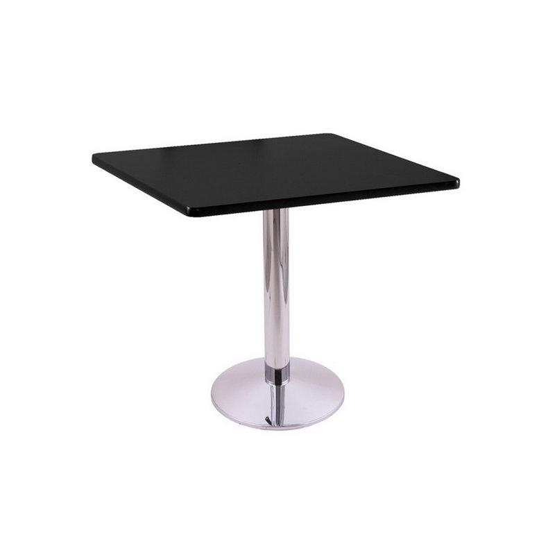 30" Square, Pedestal Dining Table, Chrome, Standard Height (30" Height)