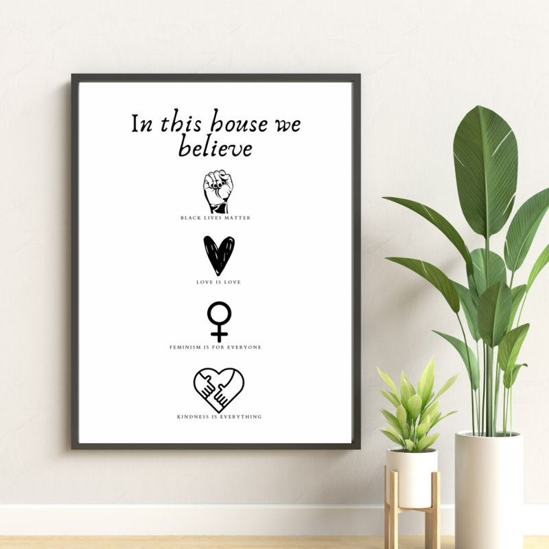 In This House We Believe 1 Piece Wall Art, 42cm H x 29.7cm W x 0.01cm D
