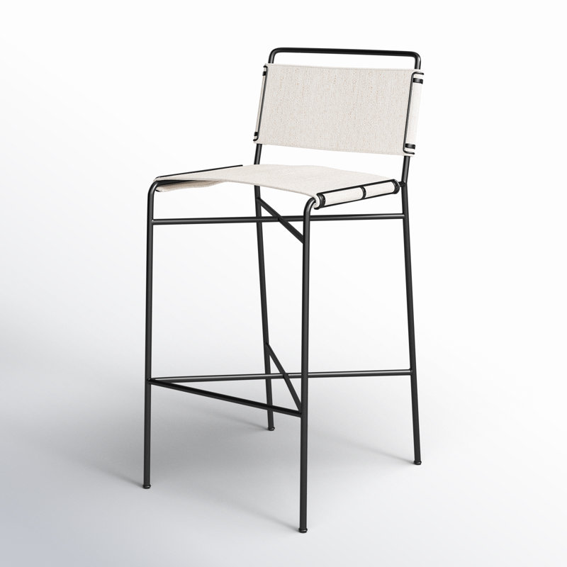 Kenza Counter Stool, Bar Stool (30” Seat Height), Black, Vegan Leather-Black